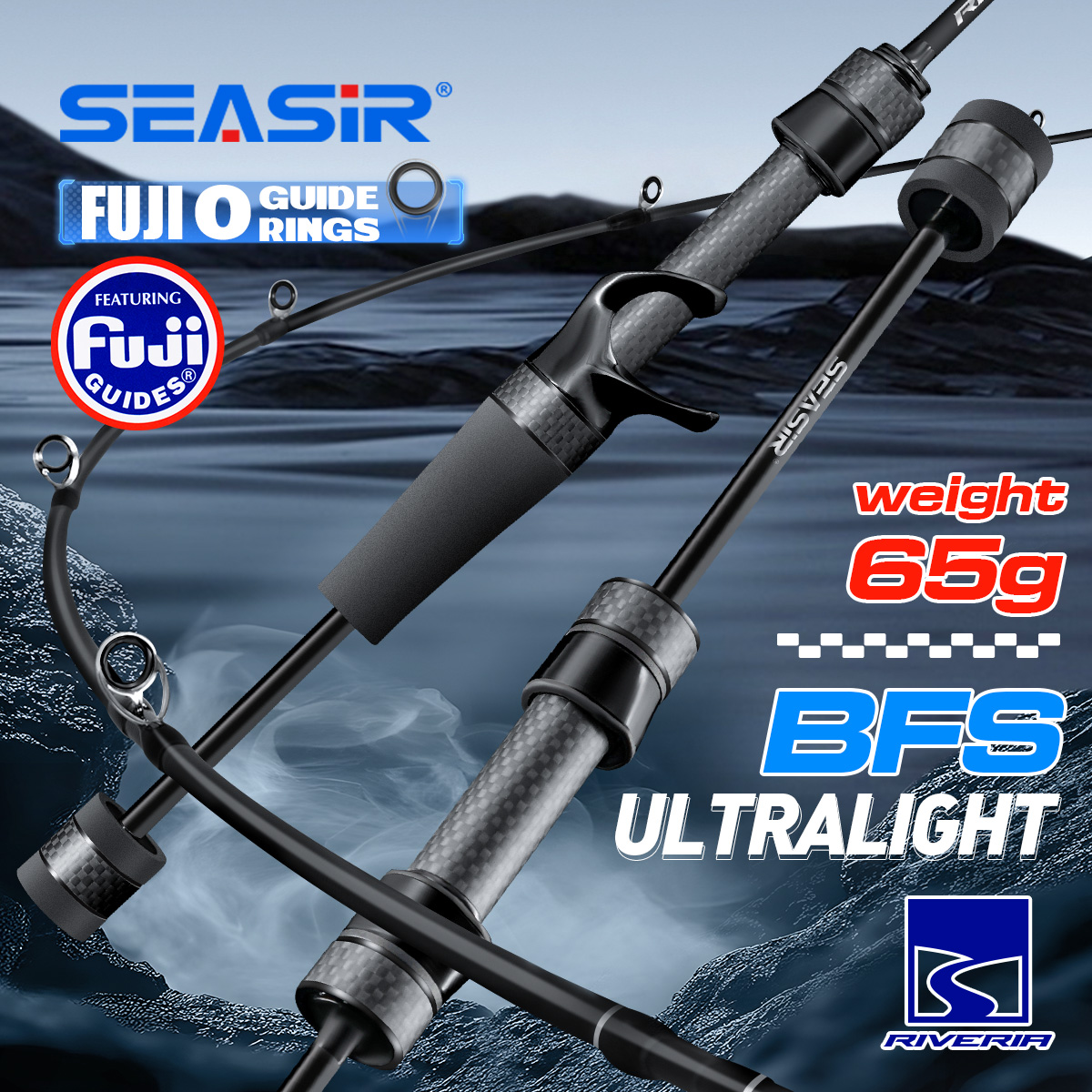 Kastking Reel Zephyr - Seasir Riveria BFS 超軽量スピニングベイトキャスティング釣竿、FUJI O セラミックガイドリング、30T